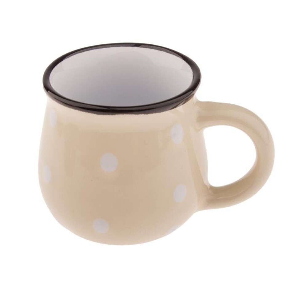 Hrnek keramický s puntíky - béžový 75 ml - main (0)