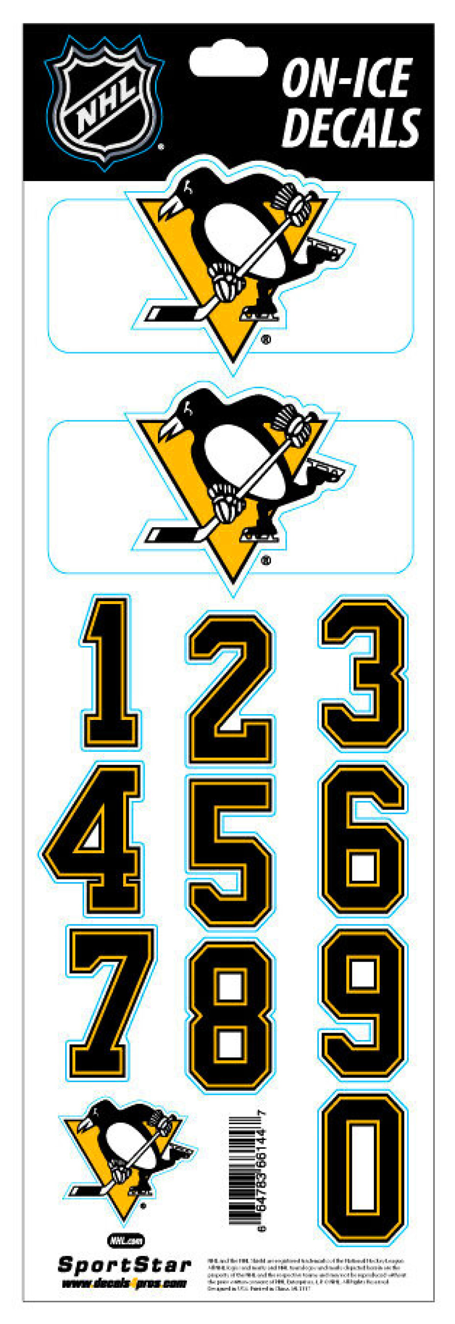 Čísla na helmu Sportstape  ALL IN ONE HELMET DECALS - PITTSBURGH PENGUINS - main (0)