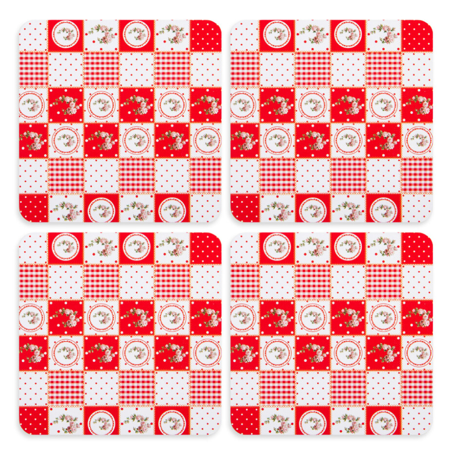 Korkové prostírání Country red, 10 x 10 cm, sada 4 ks - main (1)