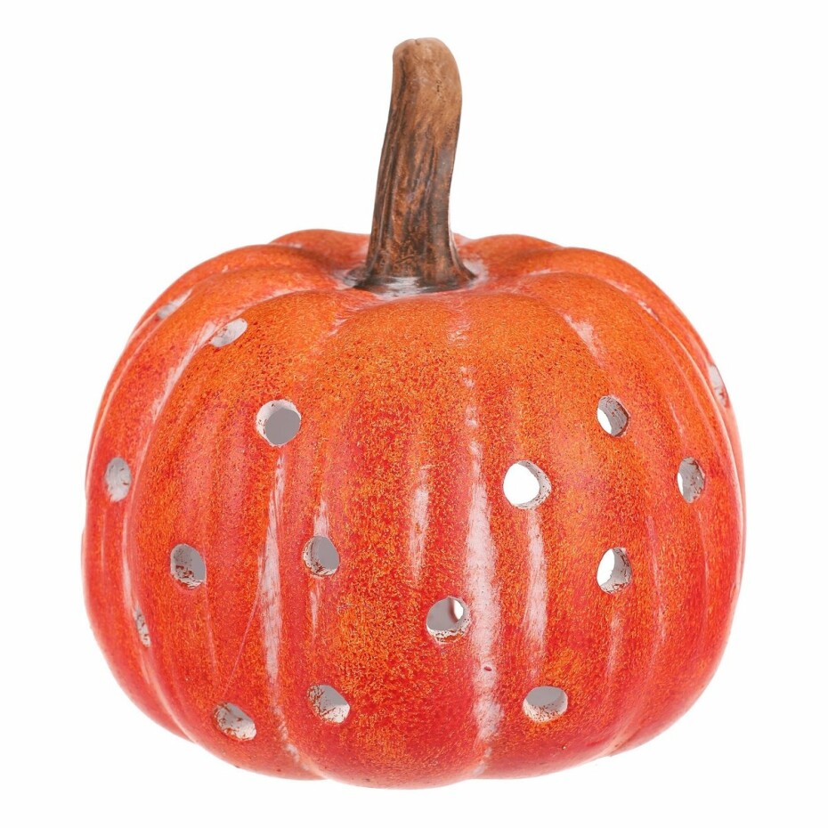 Svícen Dýně s otvory oranžová, keramika, pr. 14 cm - main (1)