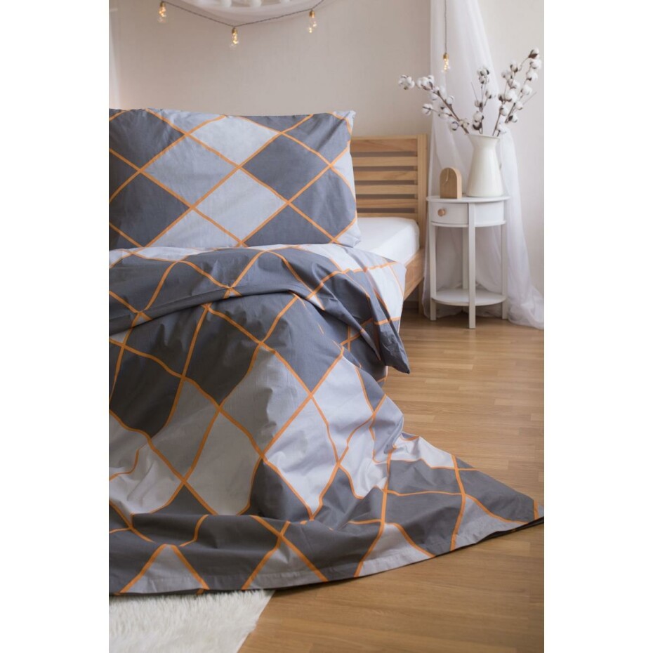 Jerry Fabrics Bavlněné povlečení Káry tmavě šedá, 140 x 200 cm, 70 x 90 cm - main (1)