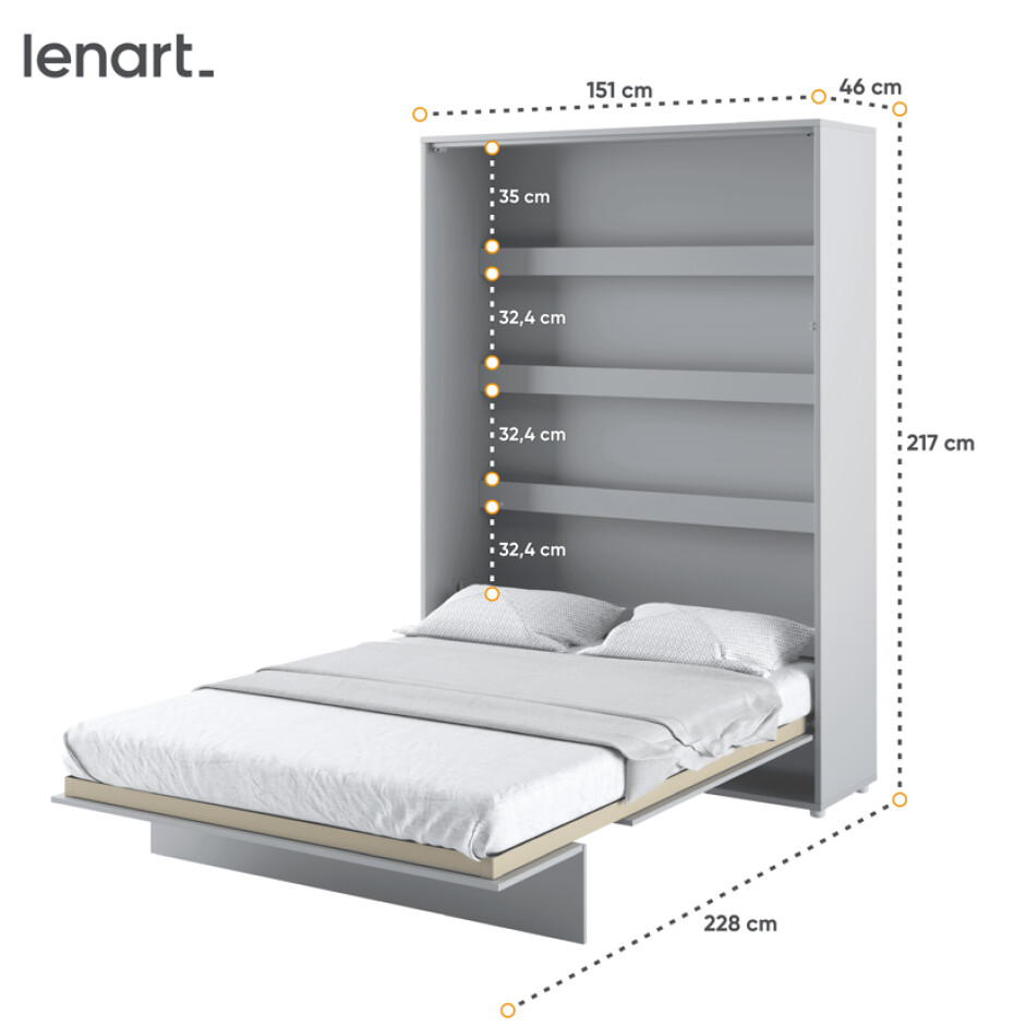 Dig-net nábytek Sklápěcí postel Lenart BED CONCEPT BC-01 | 140 x 200 cm Barva: Bílá - main (17)
