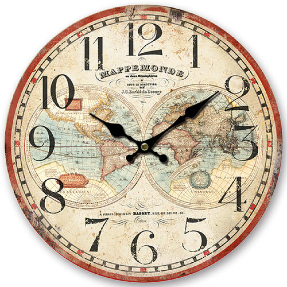 Dřevěné nástěnné hodiny Mappemonde, pr. 34 cm - main (0)
