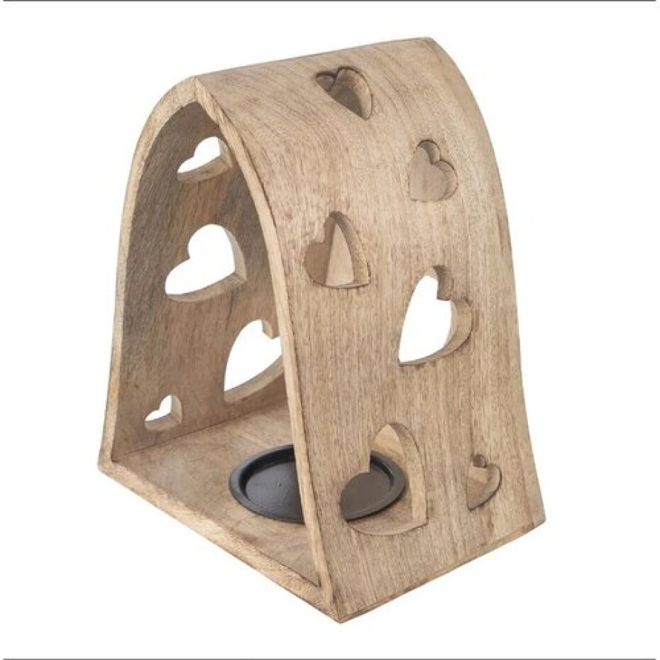 Orion Svícen z mangového dřeva Heart bell, 20 x 14 x 23,2 cm - main (1)