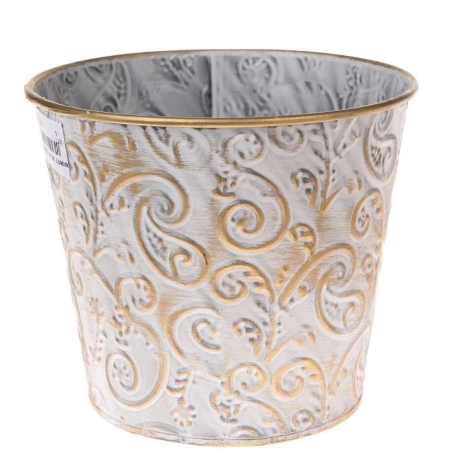 Kovový obal na květináč Gold wawe, 15 x 13 cm - main (0)