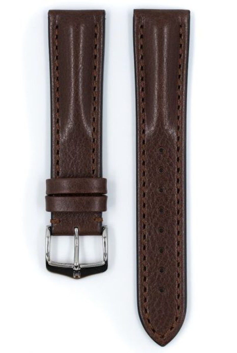 Řemínek Hirsch Lucca - hnědý - 22 mm - L – Standardní délka (doporučujeme) - 20 mm - Stříbrná - main (1)