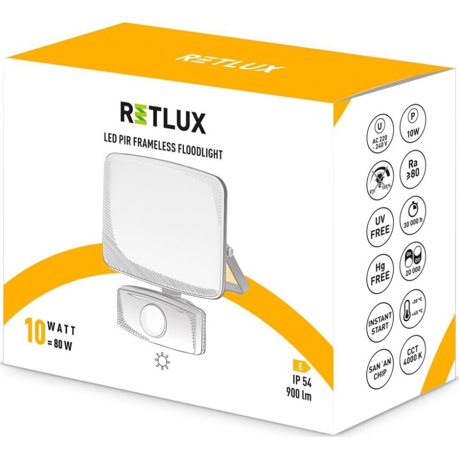 Retlux RSL 255 LED reflektor s PIR senzorem, 119 x 134 x 63 mm, 10 W, 900 lm - main (6)