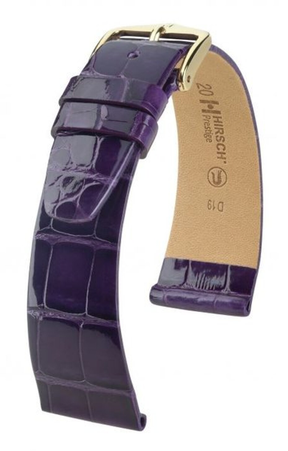 Řemínek Hirsch Prestige 1 alligator - tmavě fialový, lesk - M - řemínek 14 mm (spona 12 mm) - main (0)