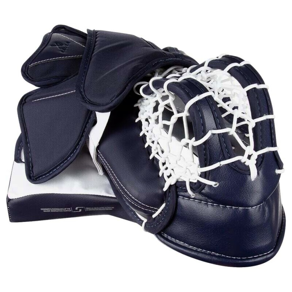 Lapačka Bauer Supreme MVPRO White/Navy Intermediate na levou ruku (normální) - main (1)