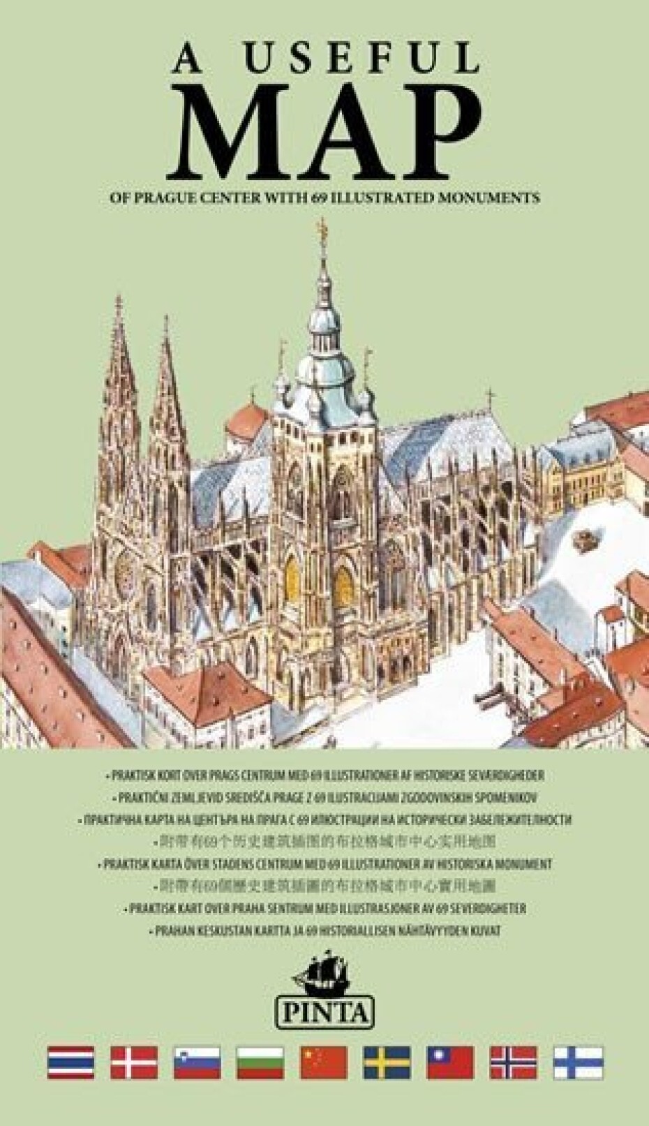 A USEFUL MAP - Praktická mapa centra Prahy s 69 ilustracemi historických památek (zelená) - Daniel Pinta - main (0)