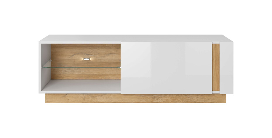 ArtLas RTV stolek ARTENS 138 s LED | dub grandson/bílý lesk - main (1)