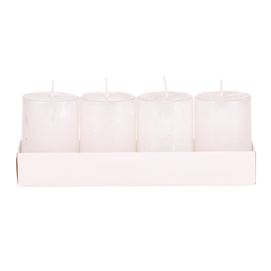 Sada adventních svíček bílá, 4 ks, parafín, 8 cm - main (1)