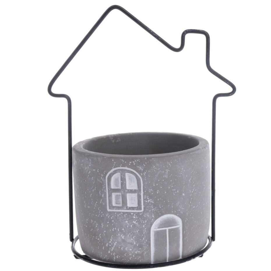 Betonový obal na květináč House šedá, 15 x 19,5 x 11,5 cm - main (0)