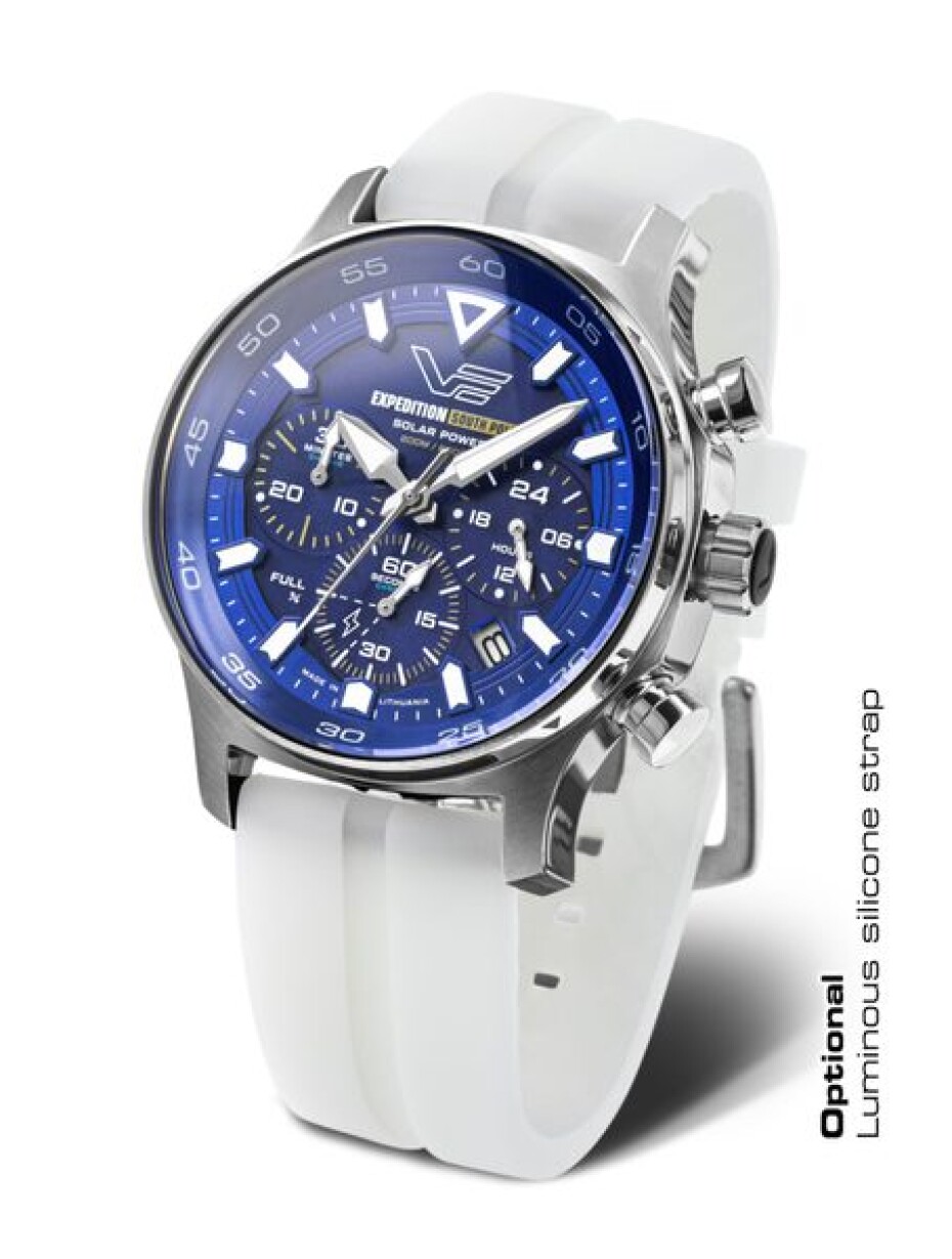 Vostok Europe Expedition South Pole Solar Power Chronograph VR42-592A762S - Modrý silikonový řemínek - main (2)
