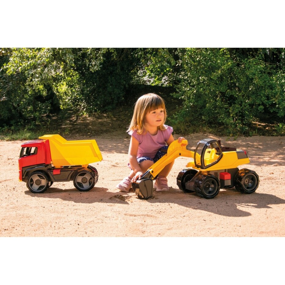 Lena Bagr žlutočerný Giga Trucks plast 80cm v krabici 70x35x29cm 02141 - main (1)