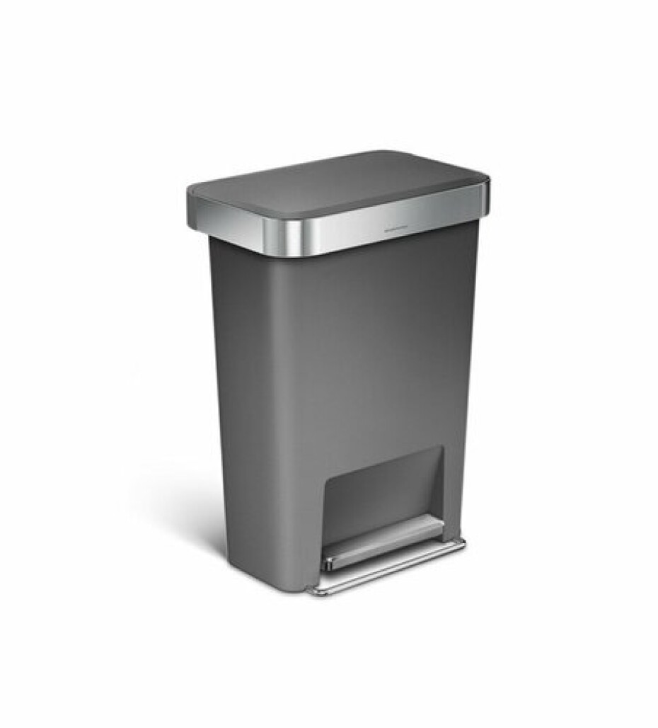 Pedálový odpadkový koš Simplehuman – 45 l, kapsa na sáčky, obdélníkový, šedý plast / nerez - main (0)