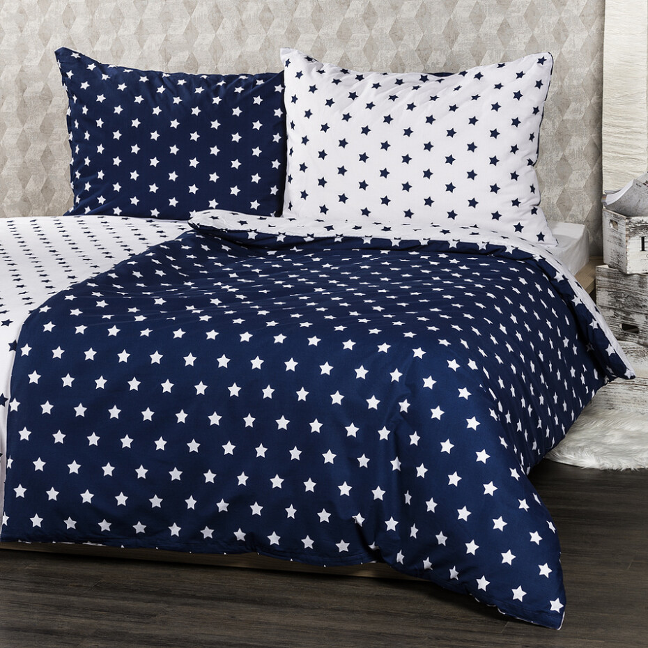 4Home Bavlněné povlečení Stars Navy blue, 140 x 200 cm, 70 x 90 cm - main (0)