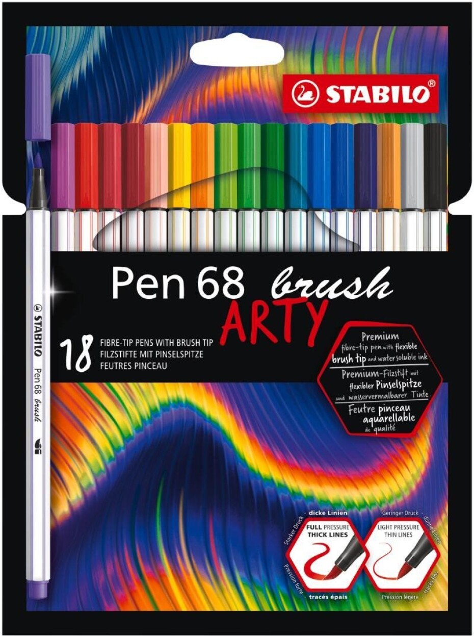 Fixa STABILO Pen 68 brush sada 18 ks v pouzdru&quot;ARTY&quot; - main (0)