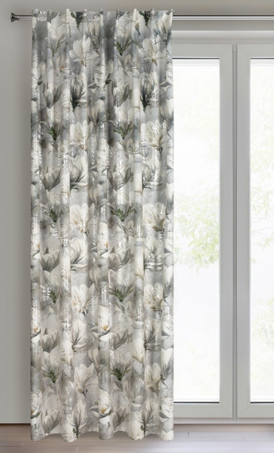 ArtFir Zatemňovací závěs SANDY P | šedá/květy 140 x 300 cm - main (2)