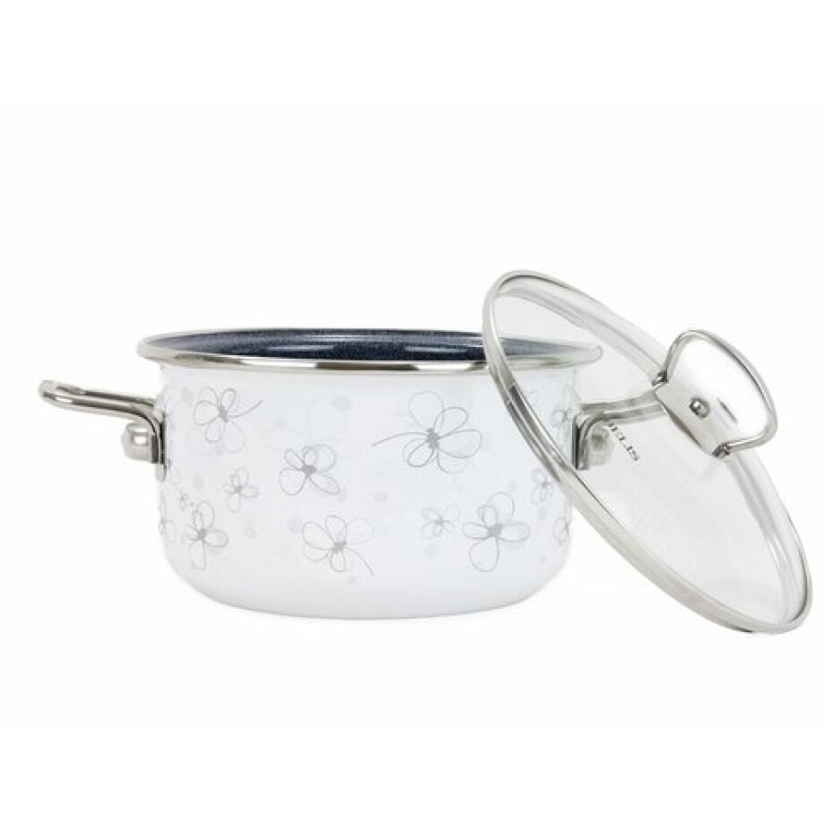 Belis Smaltovaný hrnec s poklicí Premium, bílá, 18 cm, 2,2 l, 2,2 l - main (2)