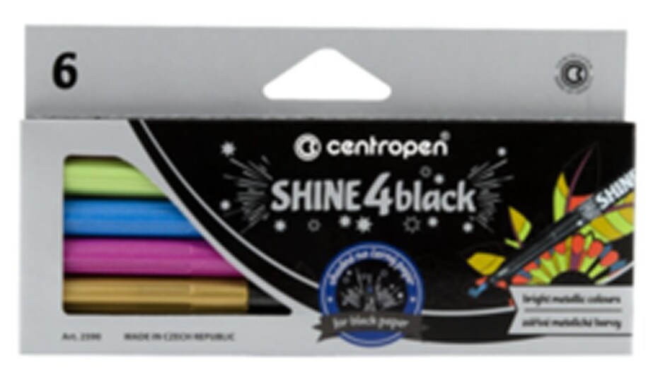 Centropen SHINE 4 BLACK Popisovače - sada 6 metalických barev - main (0)