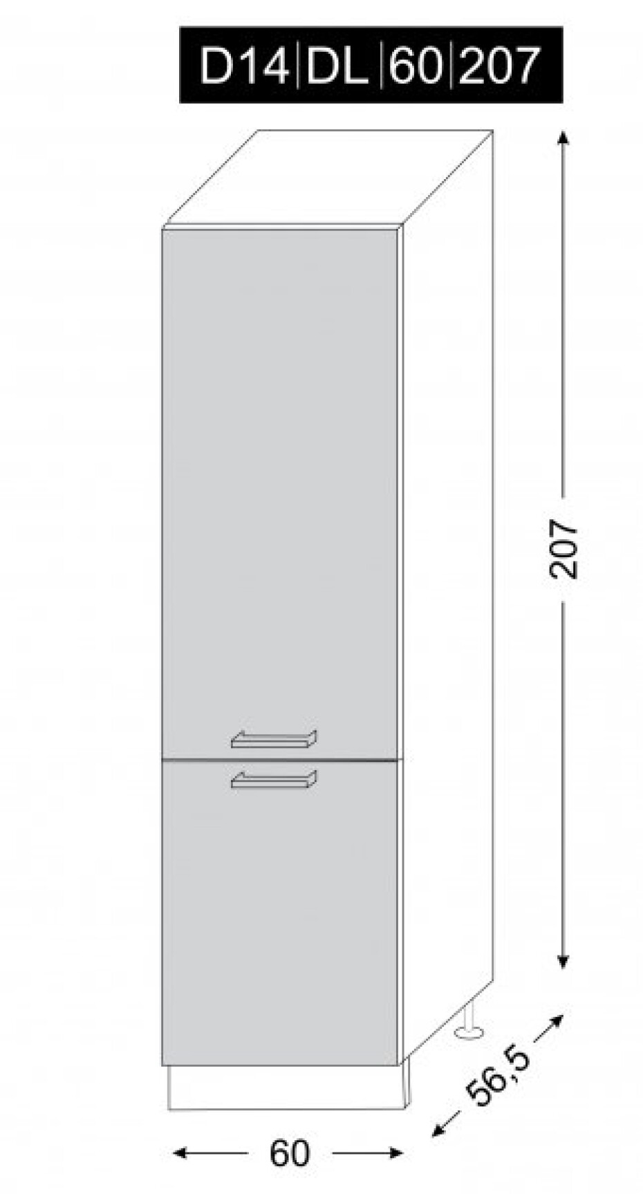 ArtExt Kuchyňská skříňka vysoká pro vestavnou lednici ESSEN | D14DL 60 207 Barva korpusu: Lava - main (19)