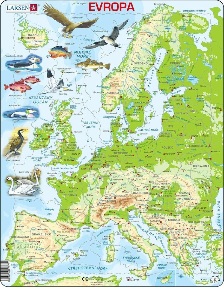 Puzzle MAXI - Mapa Evropy geografická/87 dílků - Larsen - main (0)