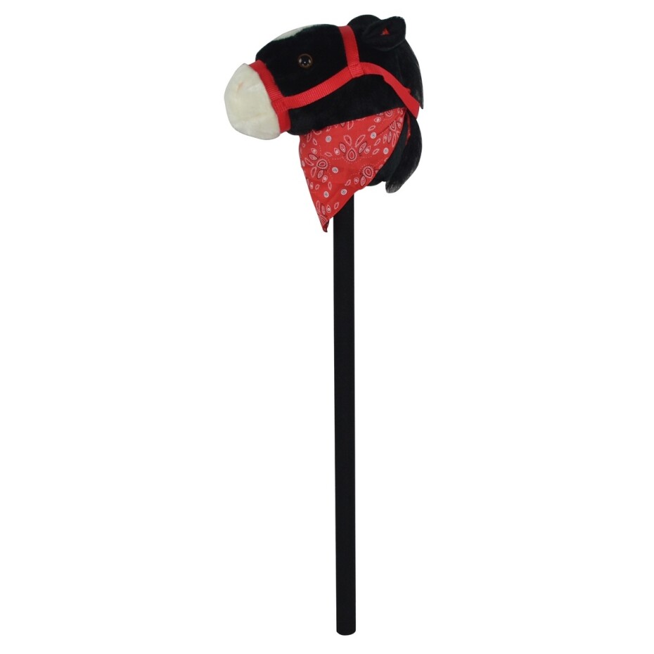 Kůň na tyči plyš 80cm na baterie se zvukem černý v sáčku - main (1)