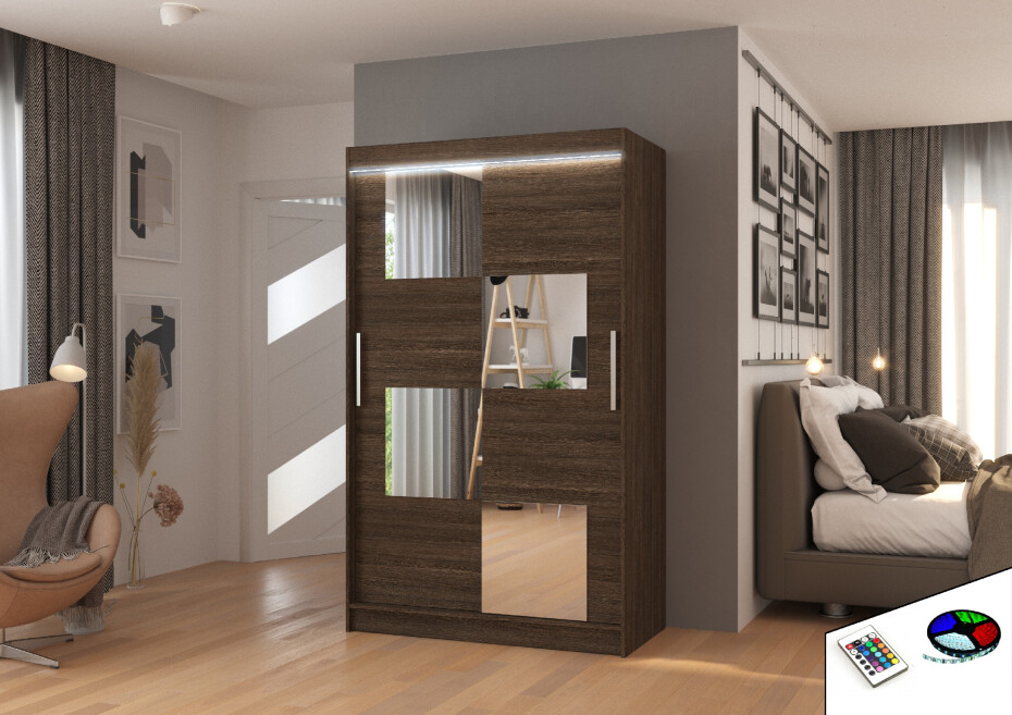 ArtAdrk Šatní skříň LUGANO | 120 cm Barva: Trufla - main (7)