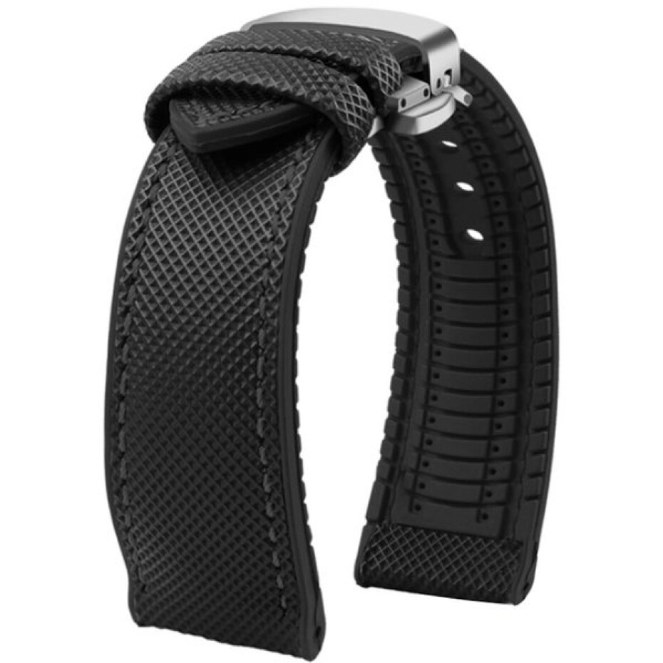 Řemínek gumový se stříbrnou motýlovou sponou - černý - 22 mm - main (0)