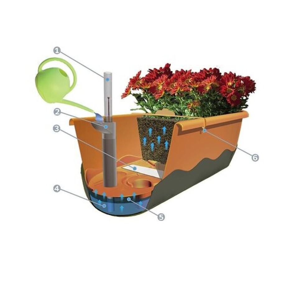 Plastia Samozavlažovací truhlík Mareta 60 cm, bílá + vínová - main (2)