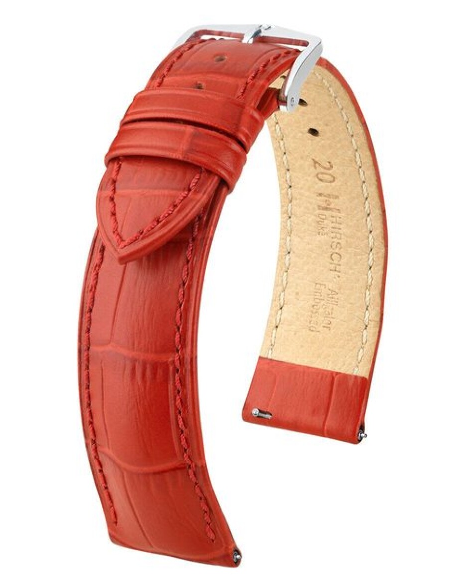 Řemínek Hirsch Duke - červený - 22 mm - M – Střední délka - 20 mm - Stříbrná - main (0)