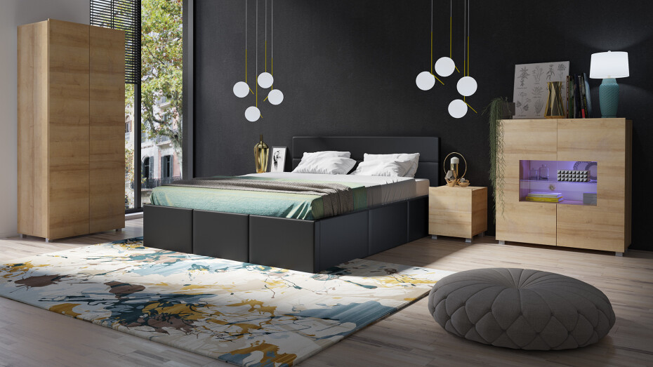 ArtGiB Manželská postel CALABRINI C-06 | černá 160 x 200 cm - main (2)
