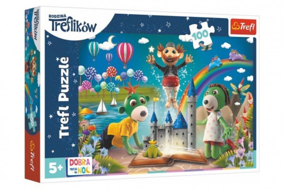 Puzzle Pohádkový večer s Treflíky/Dobrou noc, Treflíci 41x27,5cm 100 dílků v krabici 29x19x4cm - main (0)