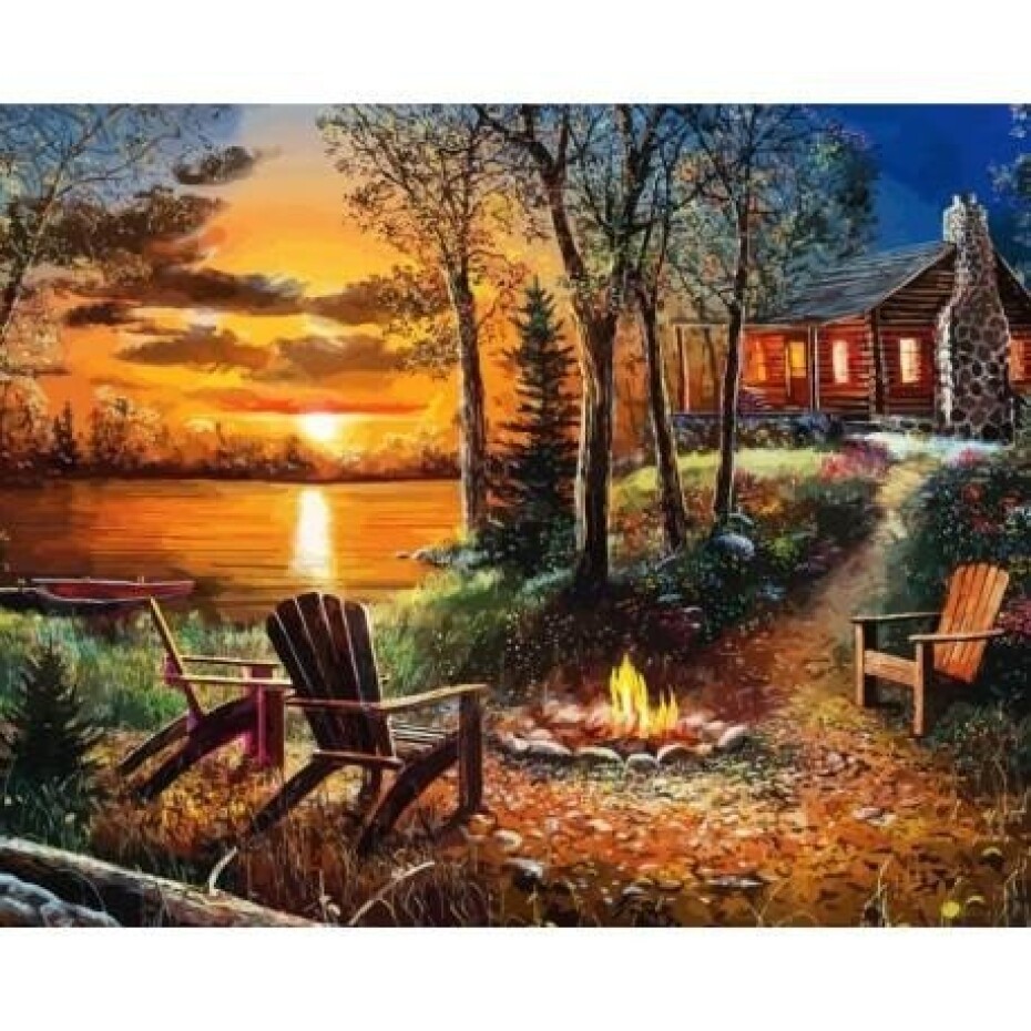 Grafix Diamantový obrázek  30 x 40 cm - Srub u jezera - main (0)