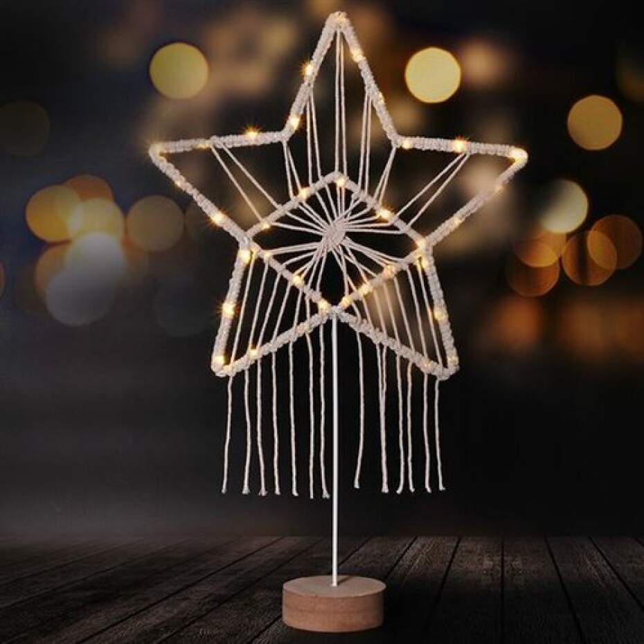 Solight LED vánoční hvězda Lapač snů, bílá, 49 cm, 45x LED, 2x AAA - main (1)