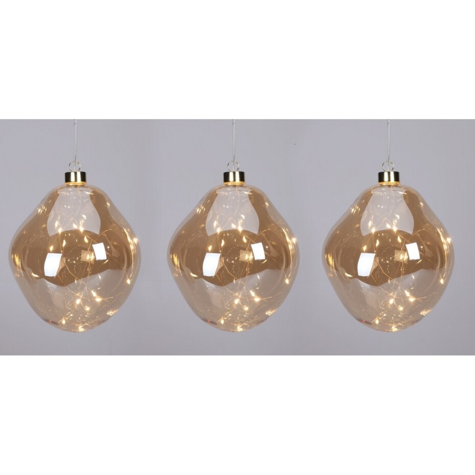 Sada vánočních LED ozdob Organic ball 3 ks, zlatá - main (0)