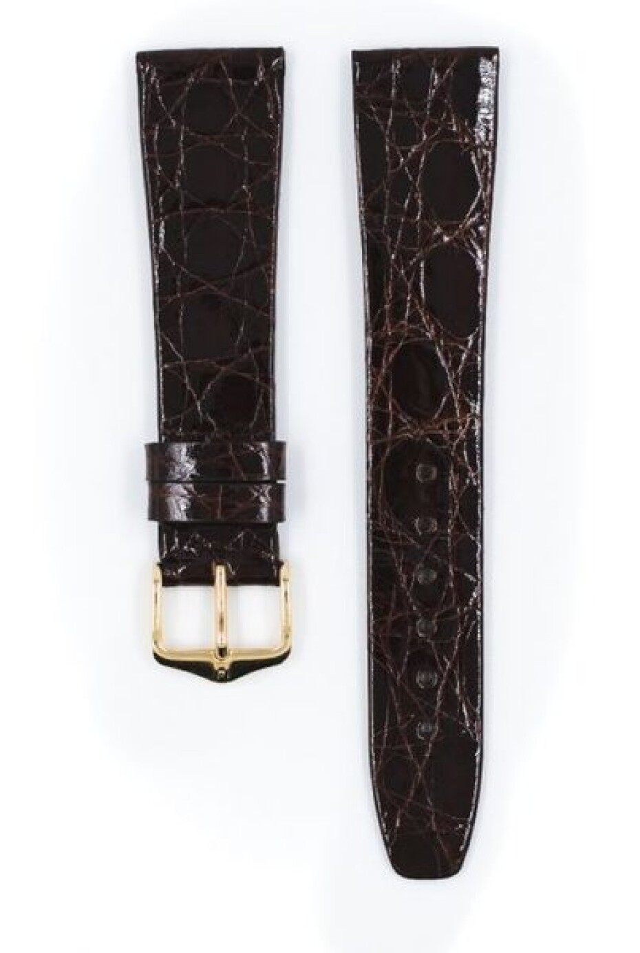 Řemínek Hirsch Prestige Crocodile - hnědý - 12 mm - M – Střední délka - 10 mm - Zlatá - main (1)
