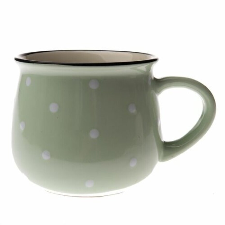 Keramický hrnek s puntíky 390 ml, zelená - main (0)