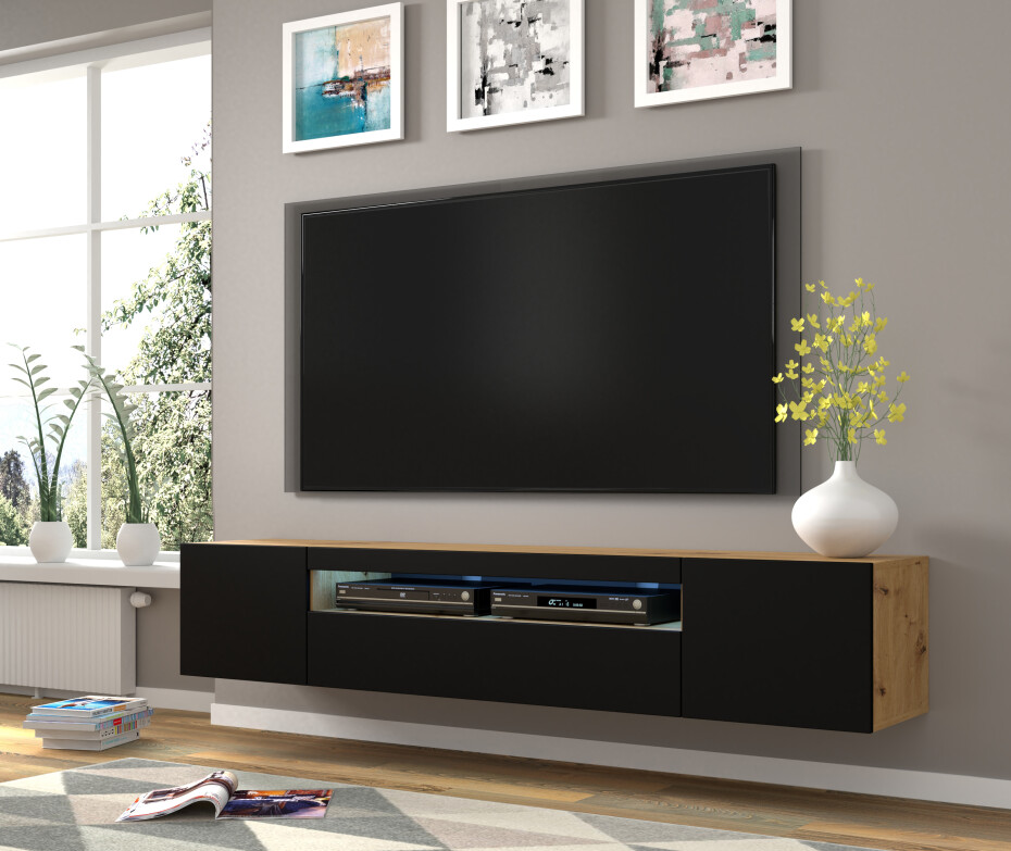 ARTBm TV stolek AURA 200 | dub artisan/černý mat - main (3)