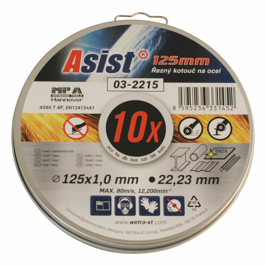 Asist 03-2215 sada řezných kotoučů ocel/INOX, 10 ks, 125 x 1 mm - main (0)