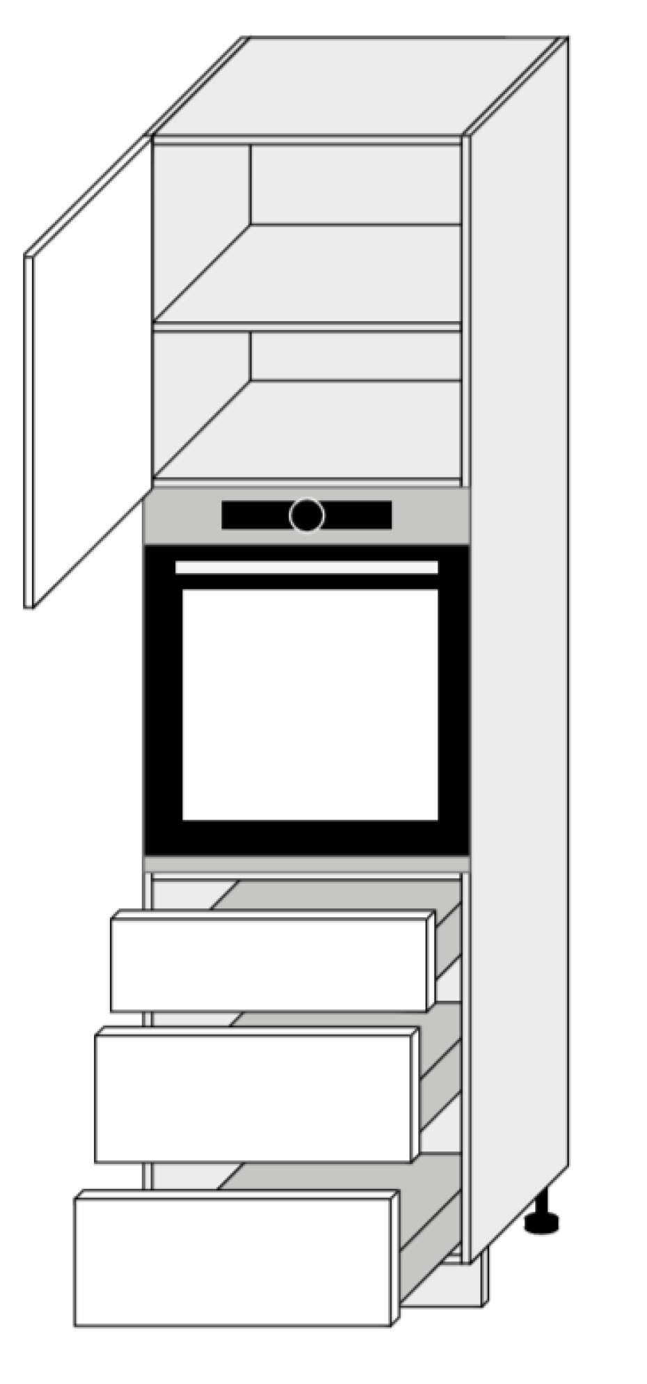 ArtExt Kuchyňská skříňka vysoká, D14 / RU / 3M Rimini Barva korpusu: Grey - main (1)
