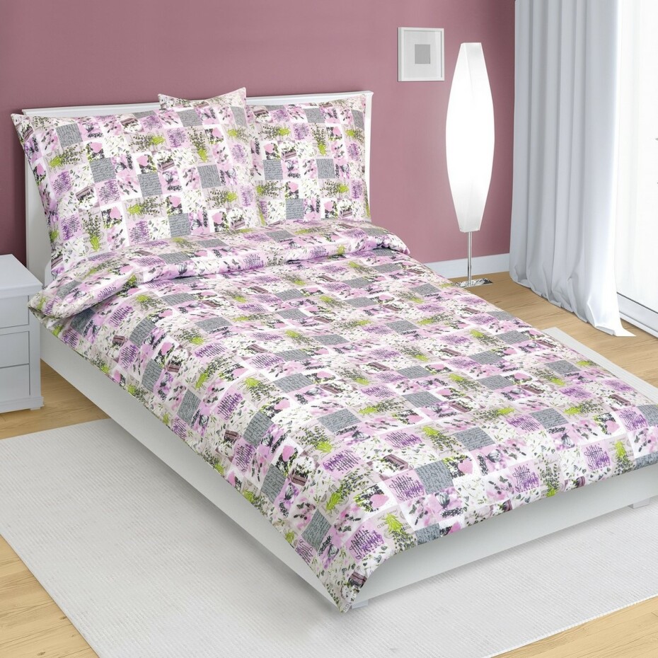 Bellatex Bavlněné povlečení Patchwork lila, 140 x 220 cm, 70 x 90 cm - main (0)