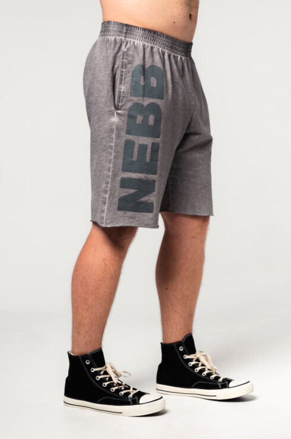 Pánské šortky Nebbia  Washed-off Gym Sweatshorts NO BS Light Grey M - main (2)