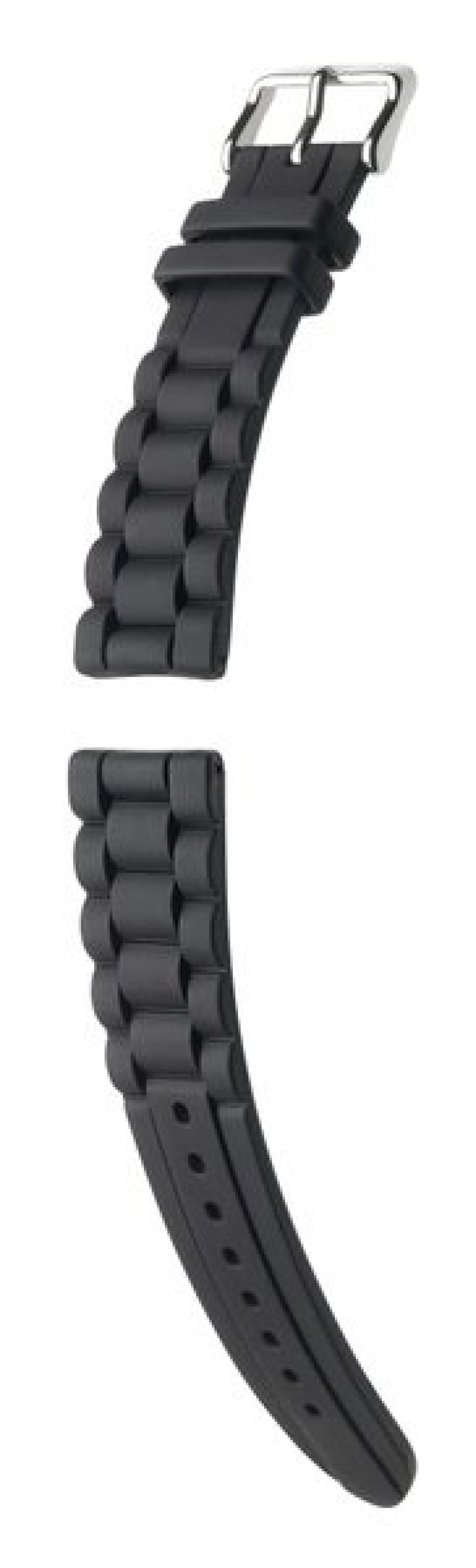 Řemínek Hirsch Jelly (NO QR) - černý - 18 mm - L – Standardní délka (doporučujeme) - 16 mm - Stříbrná - main (0)