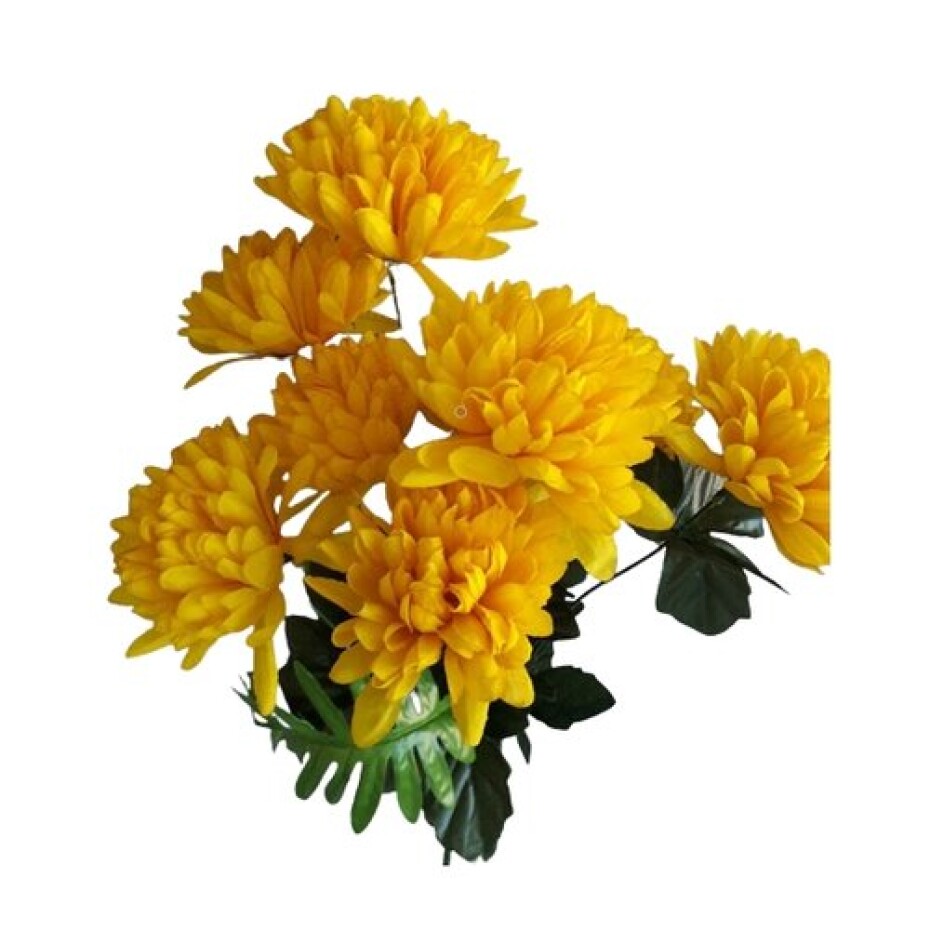 Umělý svazek Chryzantém, žlutá, výška 58 cm - main (1)