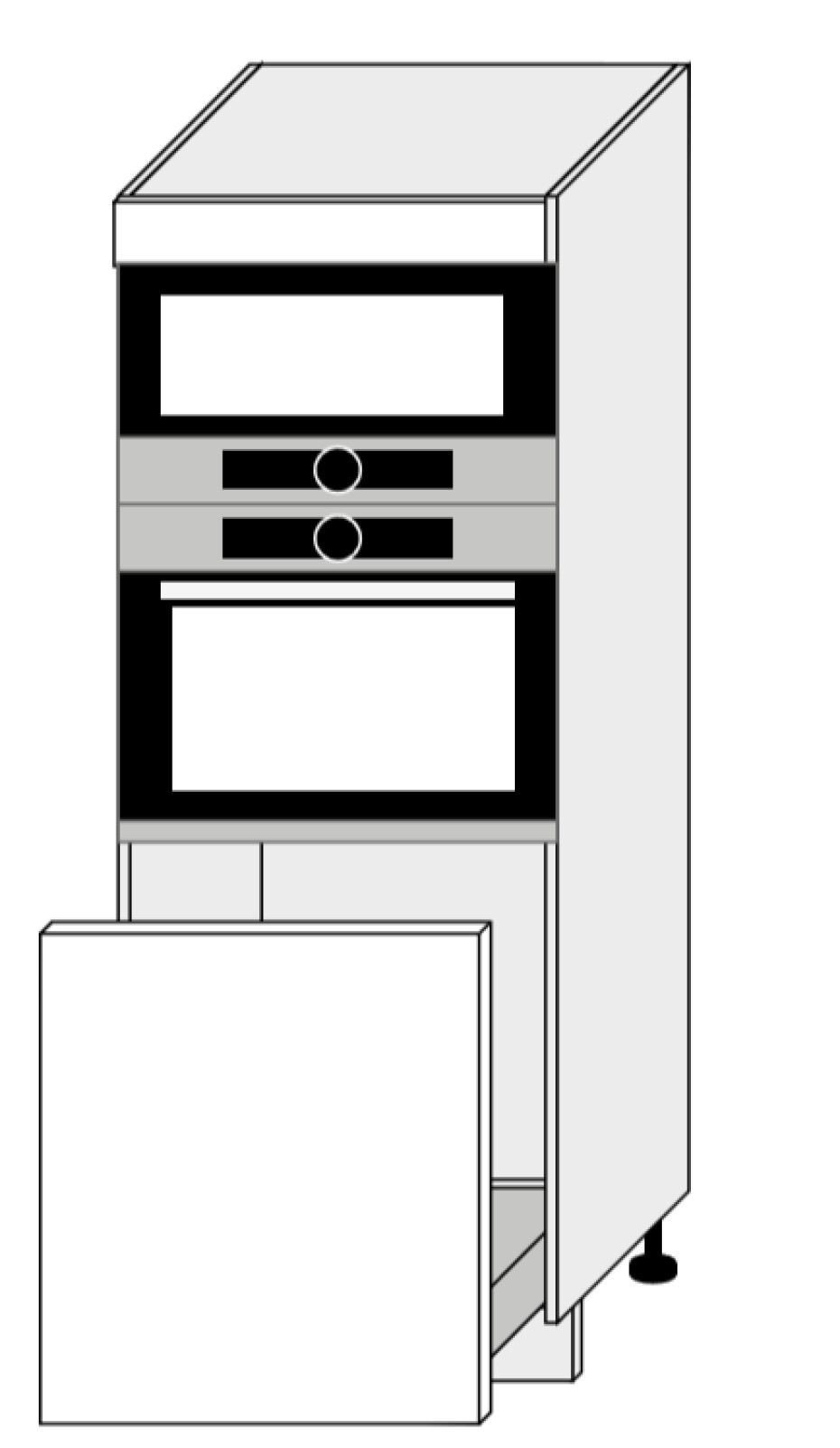 ArtExt Kuchyňská skříňka vysoká pro vestavné spotřebiče PLATINIUM | D5AA 60 154 Barva korpusu: Grey - main (2)