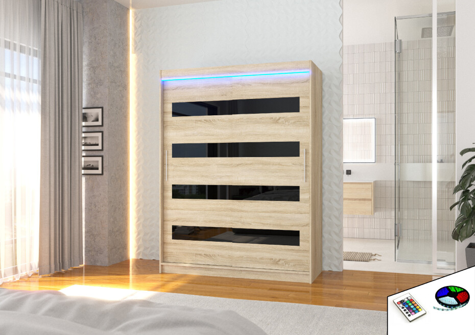 ArtAdrk Šatní skříň MARTINEZ | 150 cm Barva: sonoma / bílá lacobel - main (7)