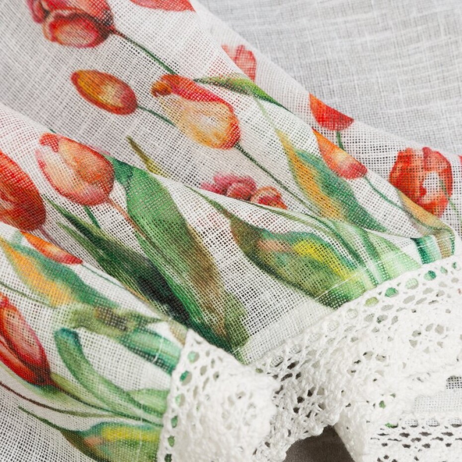ArtFir Záclona STELLA P | bílá s tulipány 150 x 30 cm - main (7)