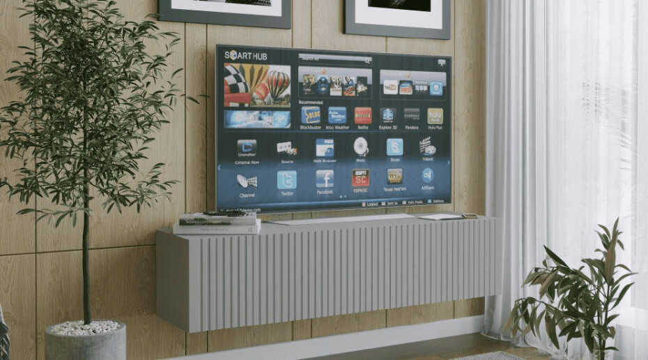 ArtExt Závěsný TV stolek JOY | 150 cm Barva: Černý lesk (drážky) - main (1)